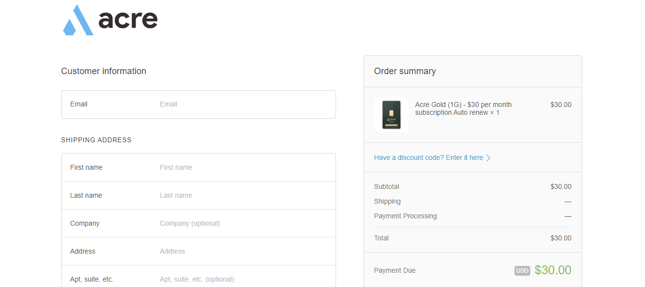 How to apply Acre Gold coupon code